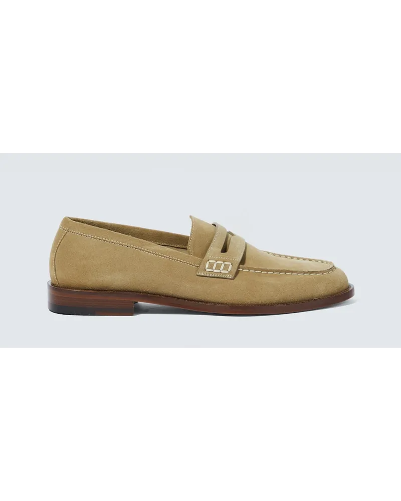 Manolo Blahnik Loafers Perry aus Veloursleder Beige