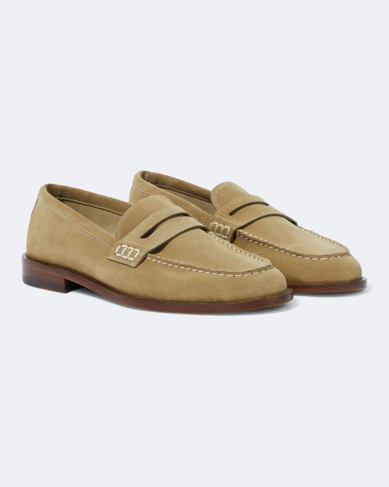Manolo Blahnik Loafers Perry aus Veloursleder Beige
