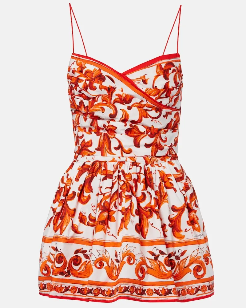 Dolce & Gabbana Minikleid Majolica aus Baumwollpopeline Orange