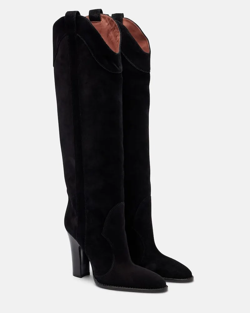 Paris Texas Stiefel Lavinia aus Veloursleder Schwarz