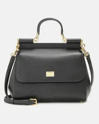 Dolce & Gabbana Tote Sicily Medium aus Leder Schwarz