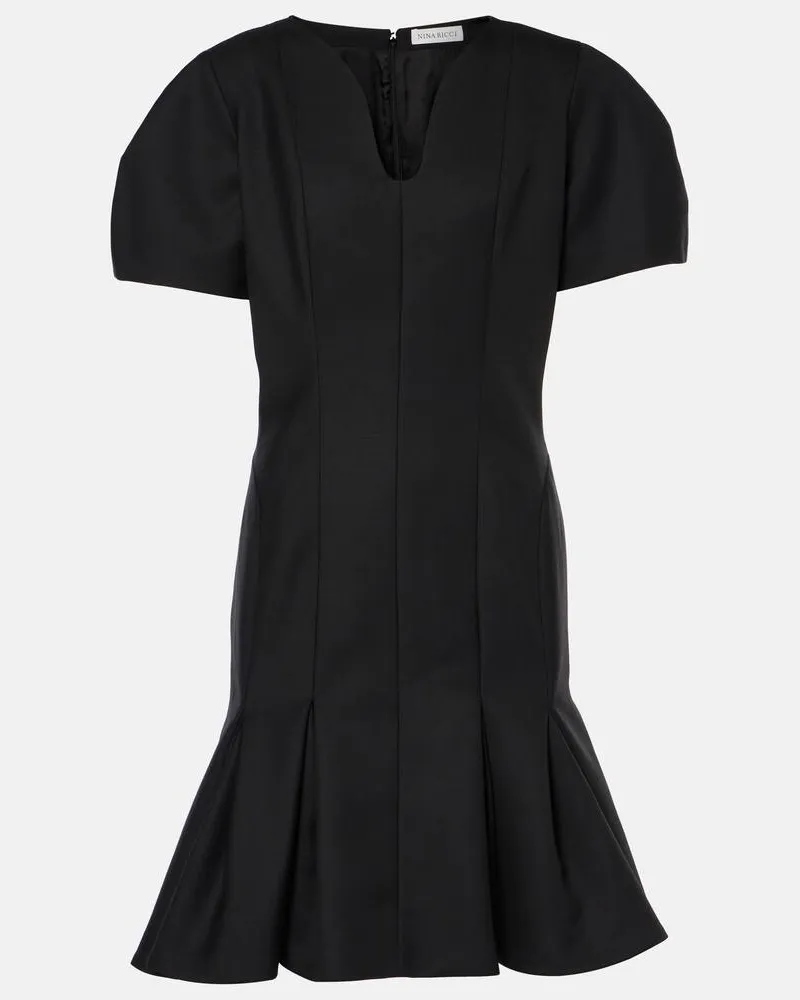 Nina Ricci Midikleid aus Woll-Gabardine Schwarz