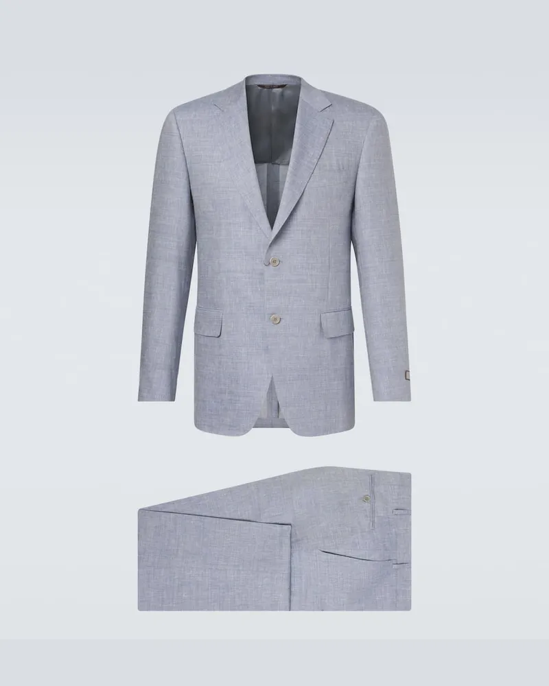 Canali Anzug aus Leinen und Wolle Blau