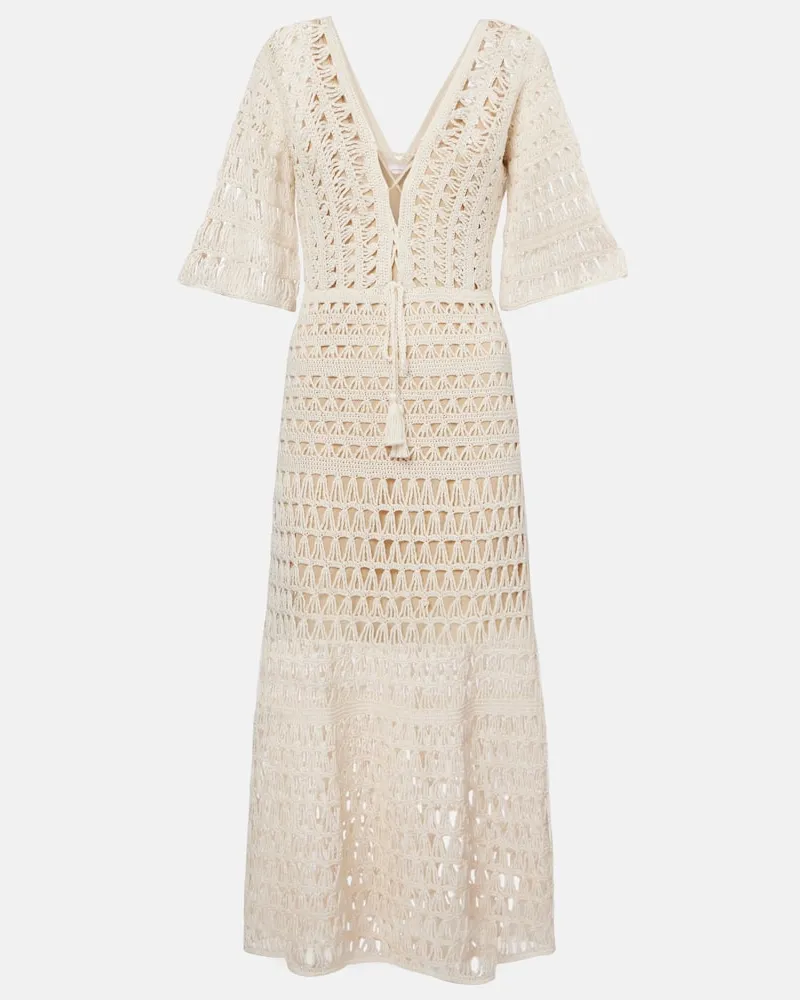 Anna Kosturova Maxikleid aus Häkelstrick Beige