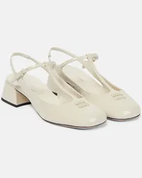 Miu Miu Slingback-Pumps aus Lackleder Weiss