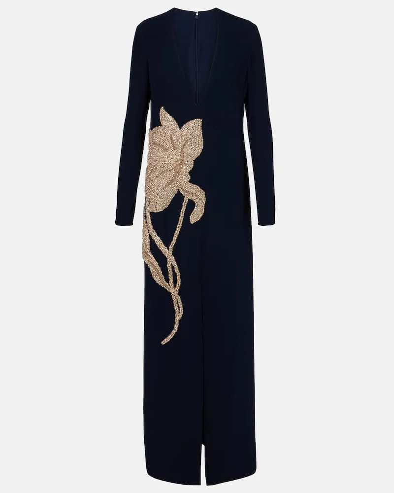 COSTARELLOS Verziertes Maxikleid Jennis aus Crêpe Blau