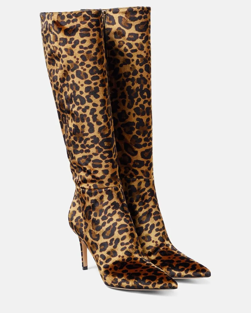 Gianvito Rossi Bedruckte Stiefel 85 aus Samt Braun