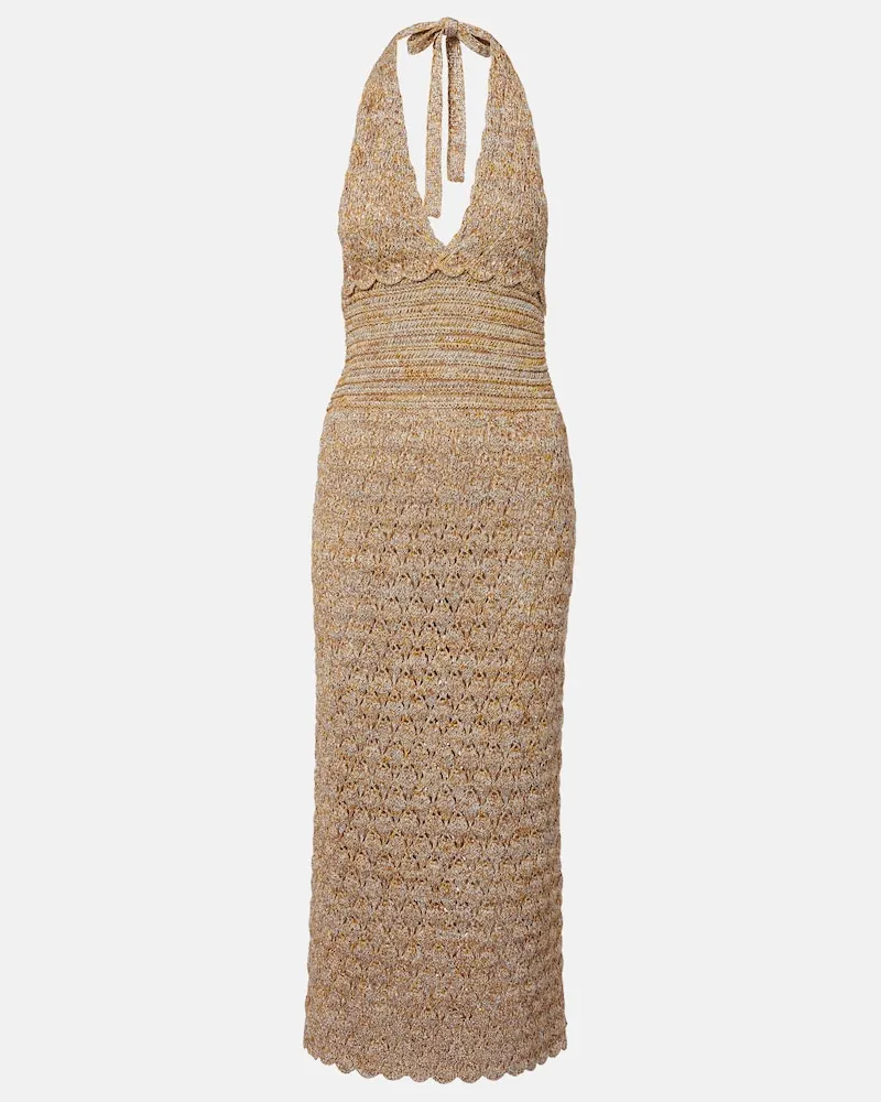 Valentino Garavani Midikleid aus einem Leinengemisch Beige