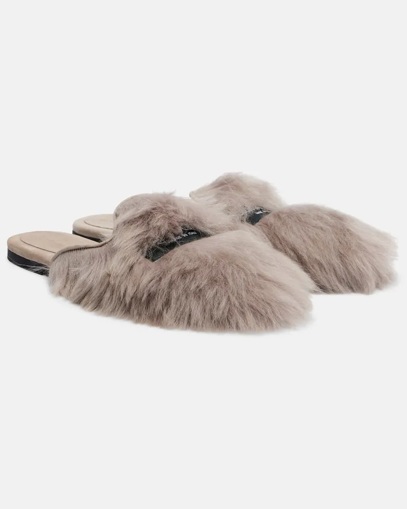 Dolce & Gabbana Slippers aus Shearling Grau