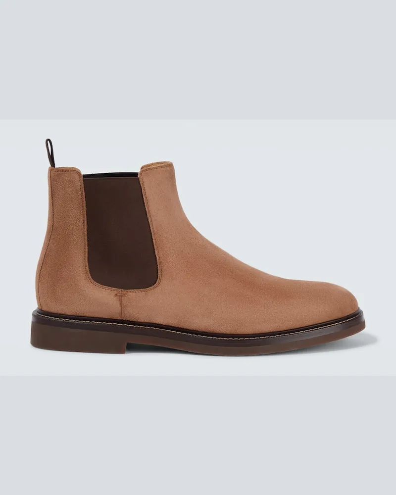 Brunello Cucinelli Chelsea Boots aus Veloursleder Braun