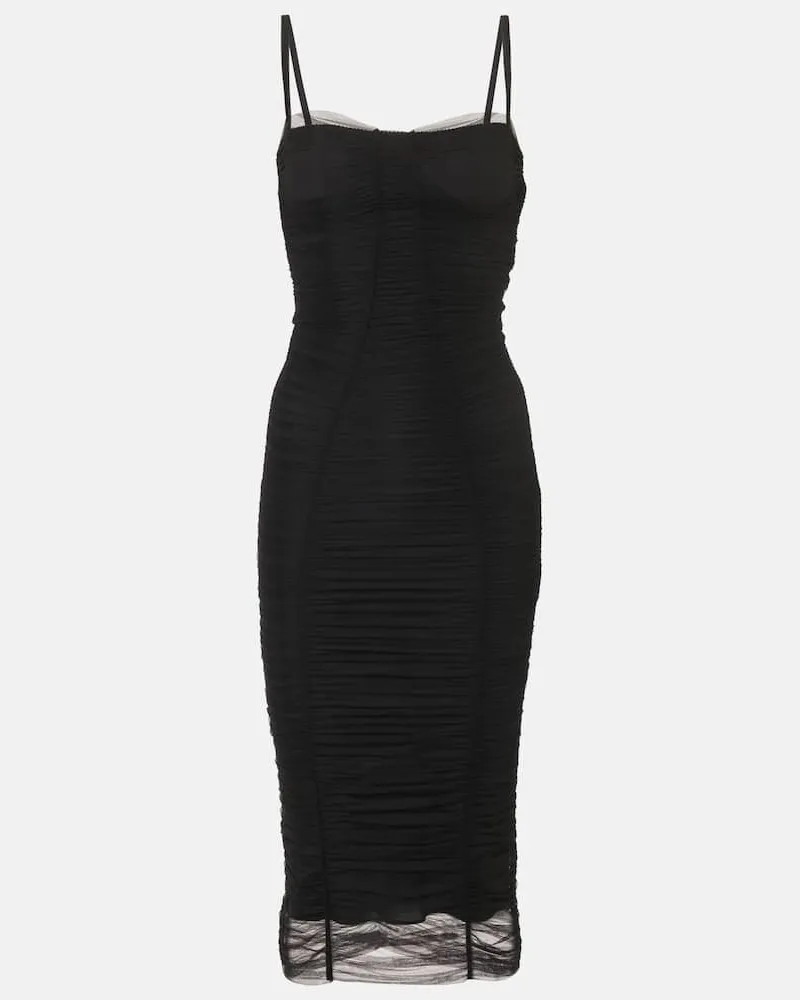 Dolce & Gabbana Midikleid aus Tüll Schwarz