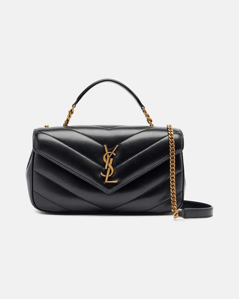 Saint Laurent Henkeltasche Loulou aus Matelassé-Leder Schwarz