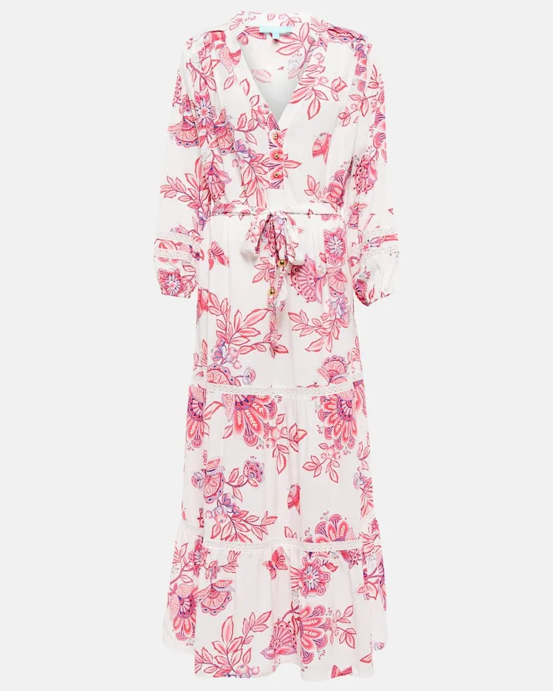 Melissa Odabash Bedrucktes Wickel-Minikleid Wisteria Weiß