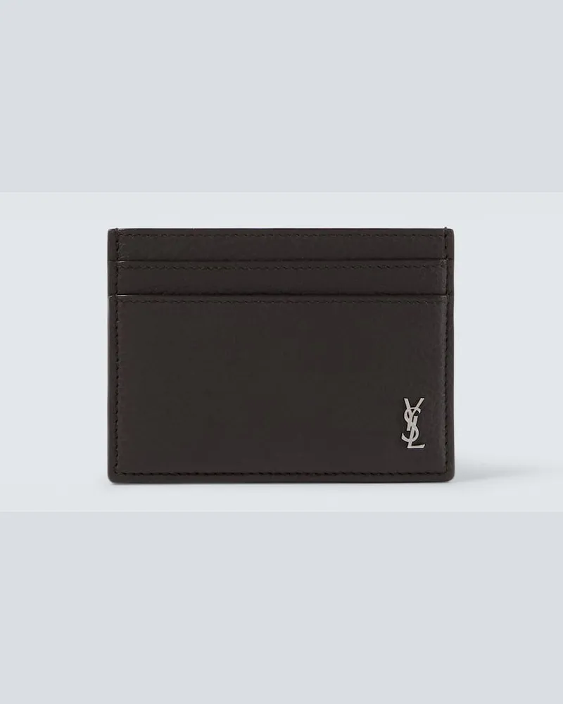Saint Laurent Kartenetui Cassandre aus Leder Braun