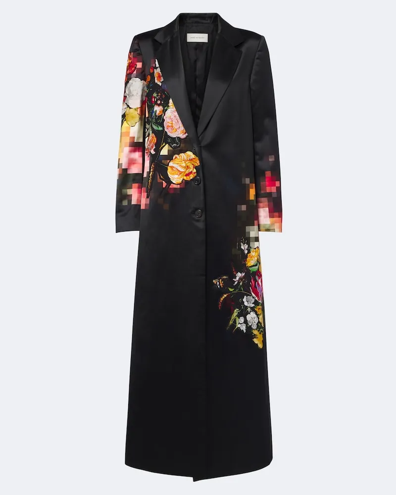 Dries van Noten Bedruckter Mantel aus Baumwolle und Seidensatin Multicolor