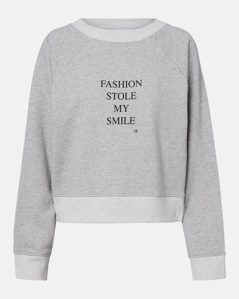 Victoria Beckham Bedrucktes Sweatshirt aus Jersey Grau