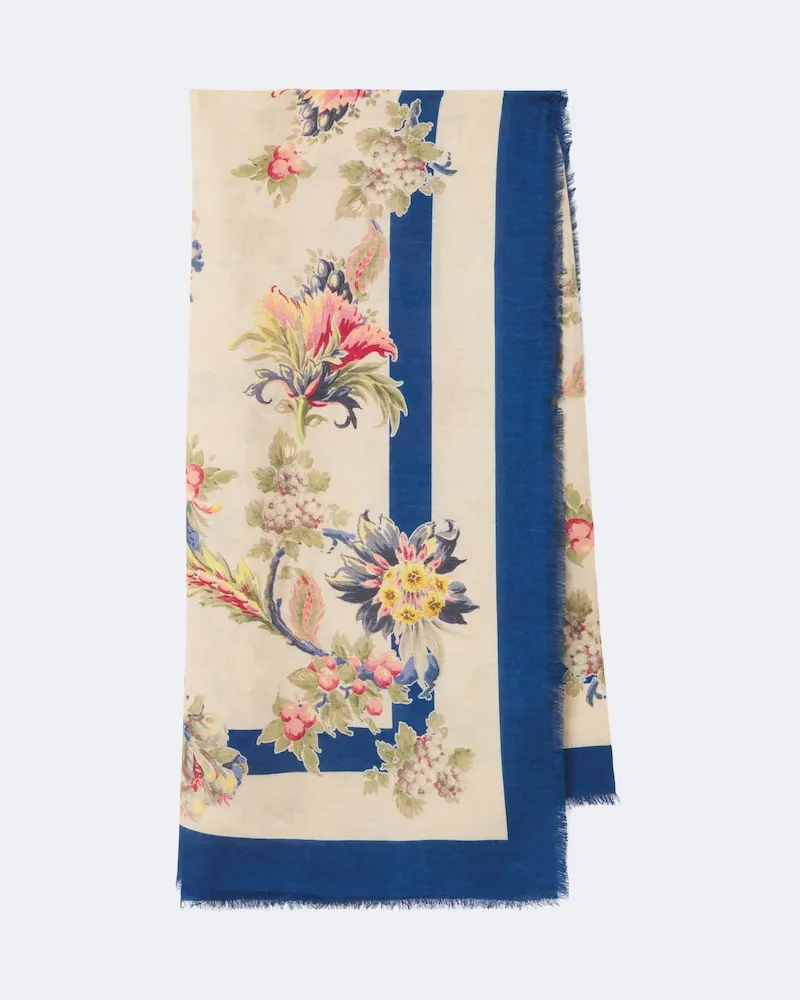 Etro Bedruckter Schal aus Modal und Cashmere Weiß