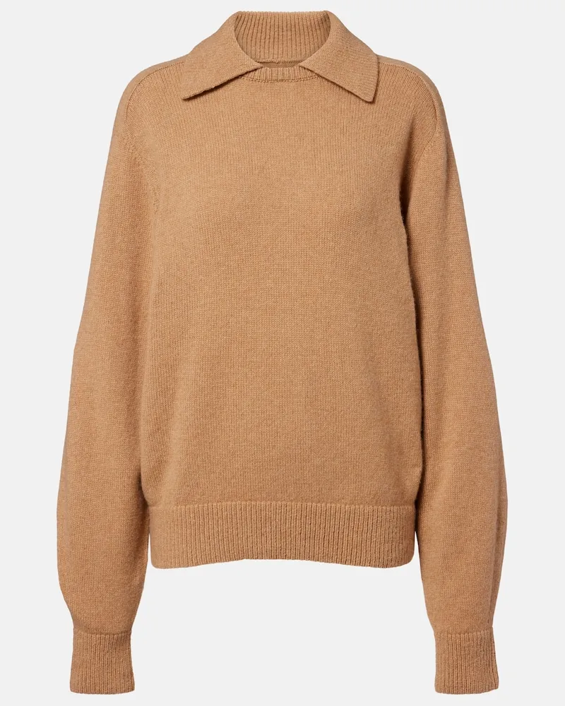 KHAITE Polopullover Jackson aus Wolle und Kaschmir Beige
