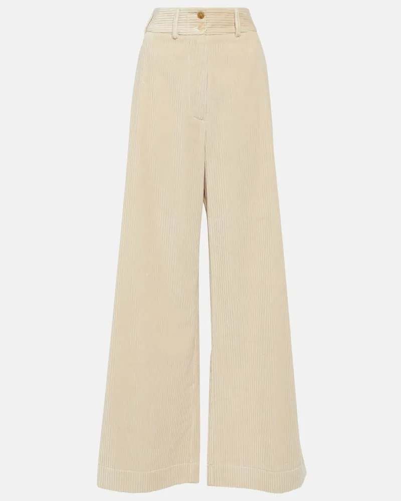 Etro High-Rise-Hose aus Baumwoll-Cord Weiß