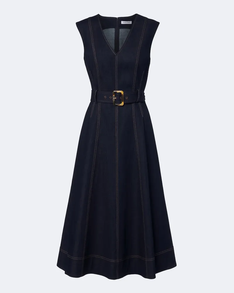 Veronica Beard Midikleid Cosette aus Denim Blau
