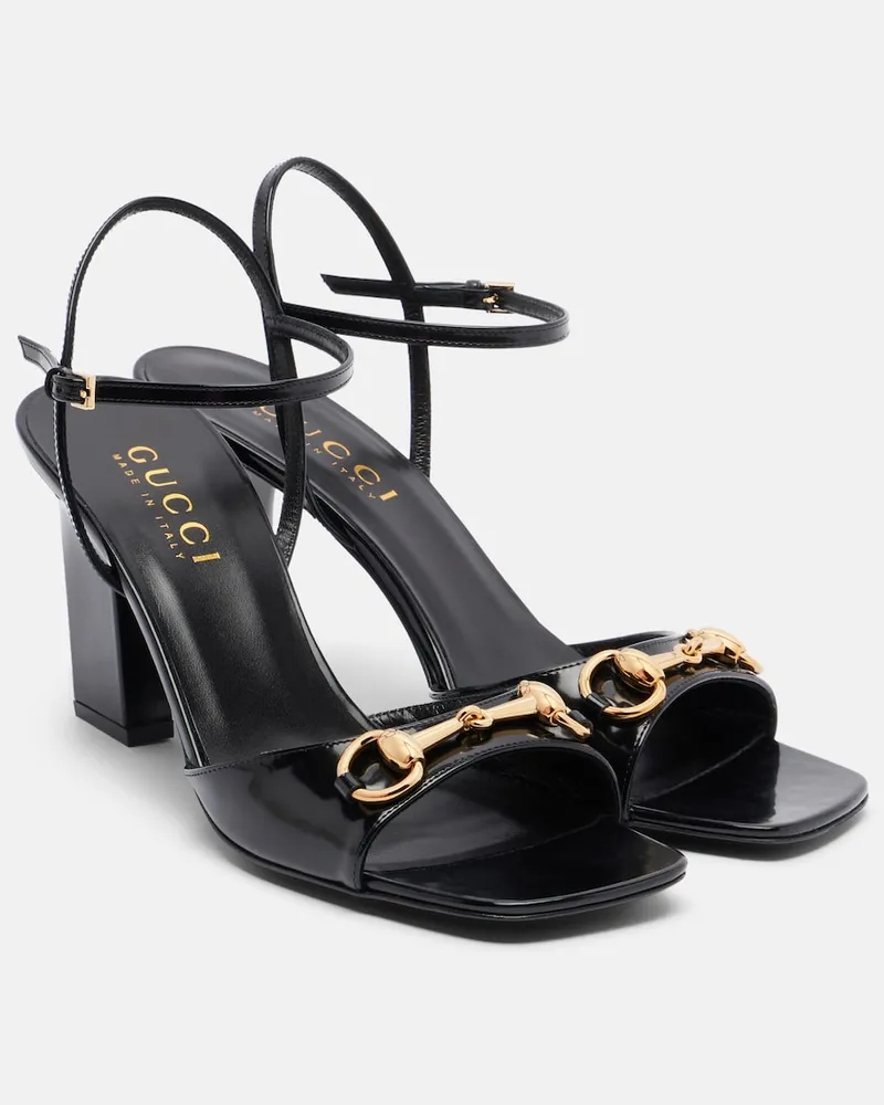 Gucci Slingback-Sandalen Signora Horsebit aus Leder Schwarz