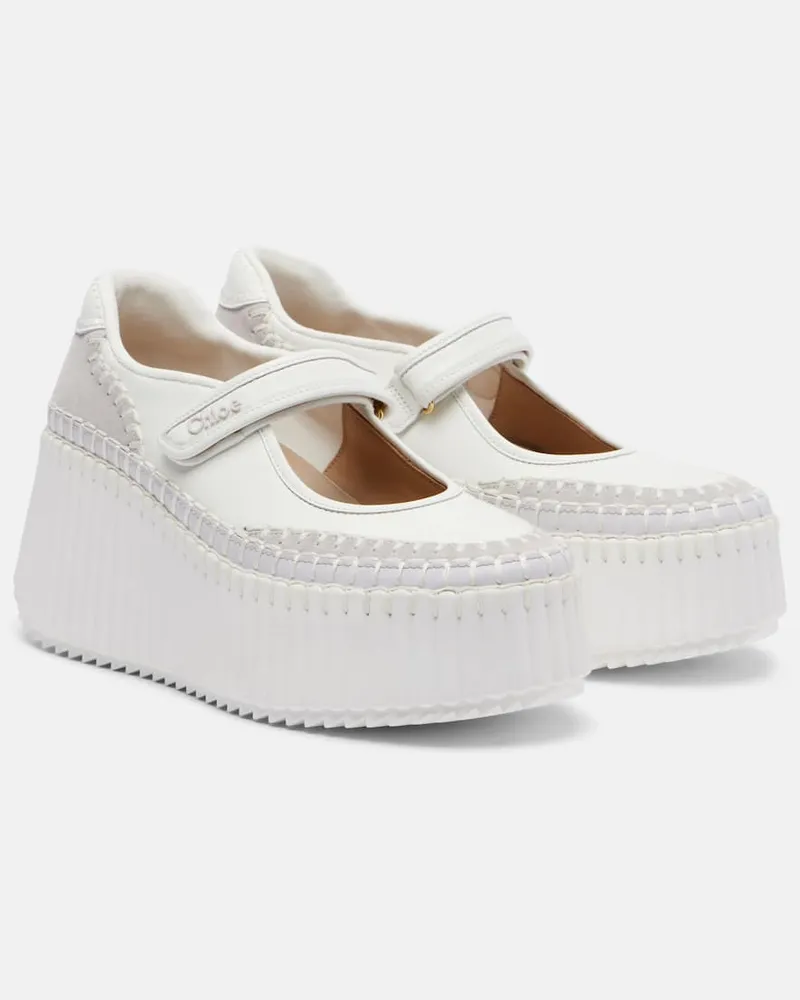 Chloé Chloé Plateau-Sneakers Nama aus Leder mit Veloursleder Weiß