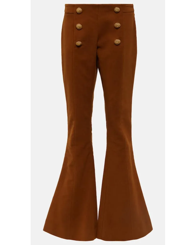 Balmain Low-Rise-Schlaghose aus Baumwolle Braun