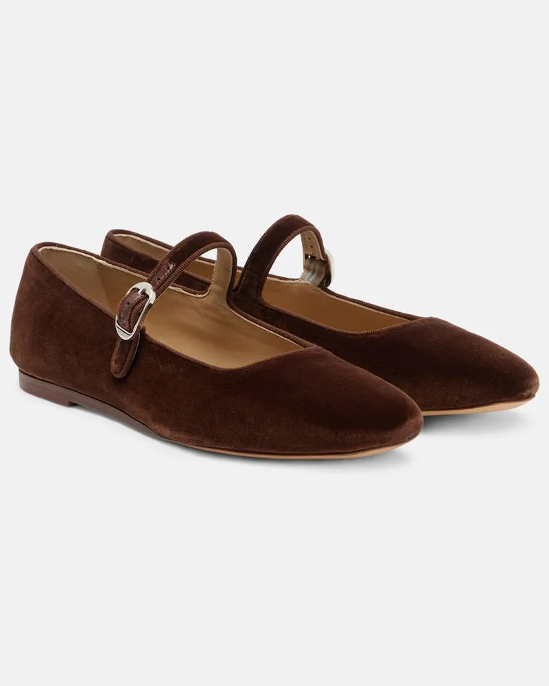 Le Monde Béryl Le Monde Béryl Ballerinas Mary Jane aus Samt Braun