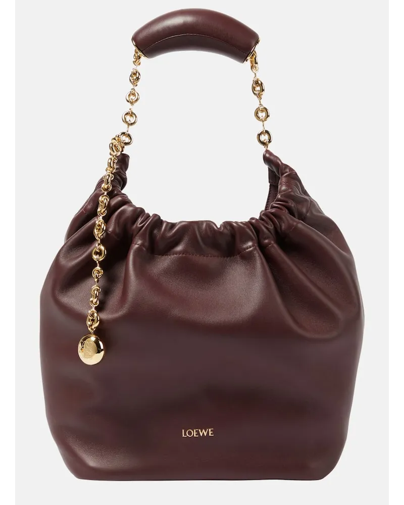Loewe Schultertasche Squeeze Small aus Leder Rot