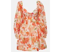 Bedrucktes Minikleid Tranquillity aus Leinen und Seide