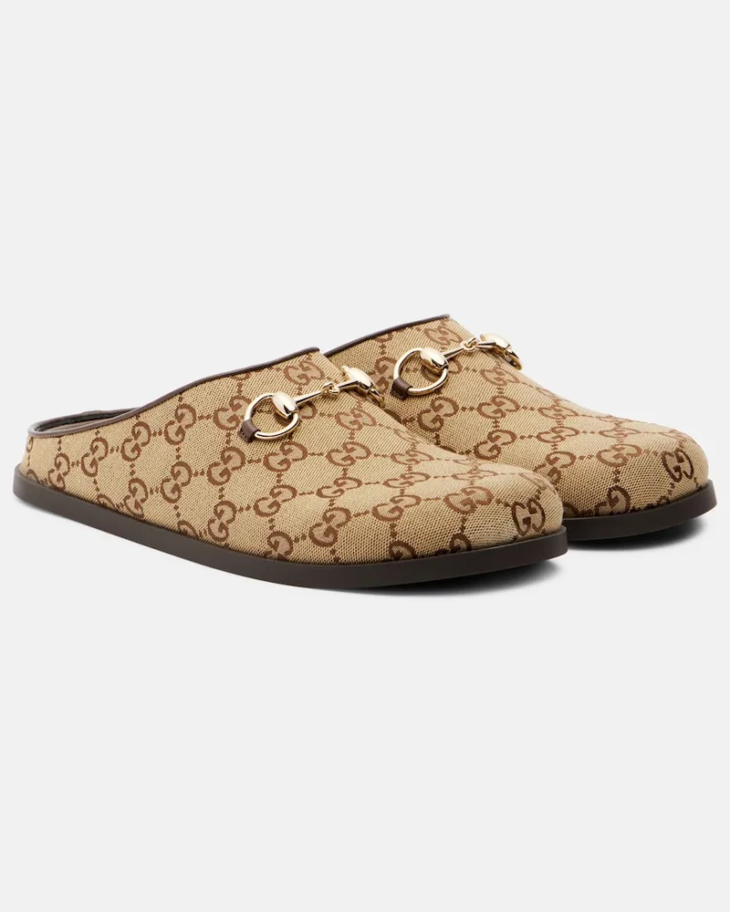 Gucci Slippers GG mit Leder Beige