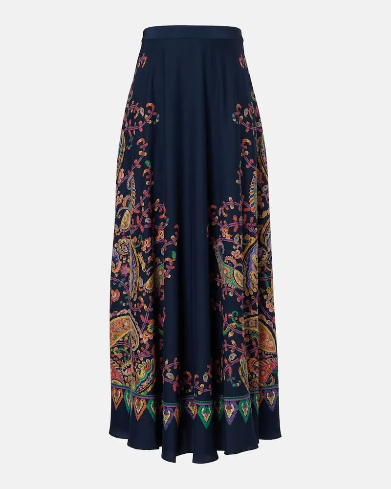 Etro Maxirock aus Seide Blau
