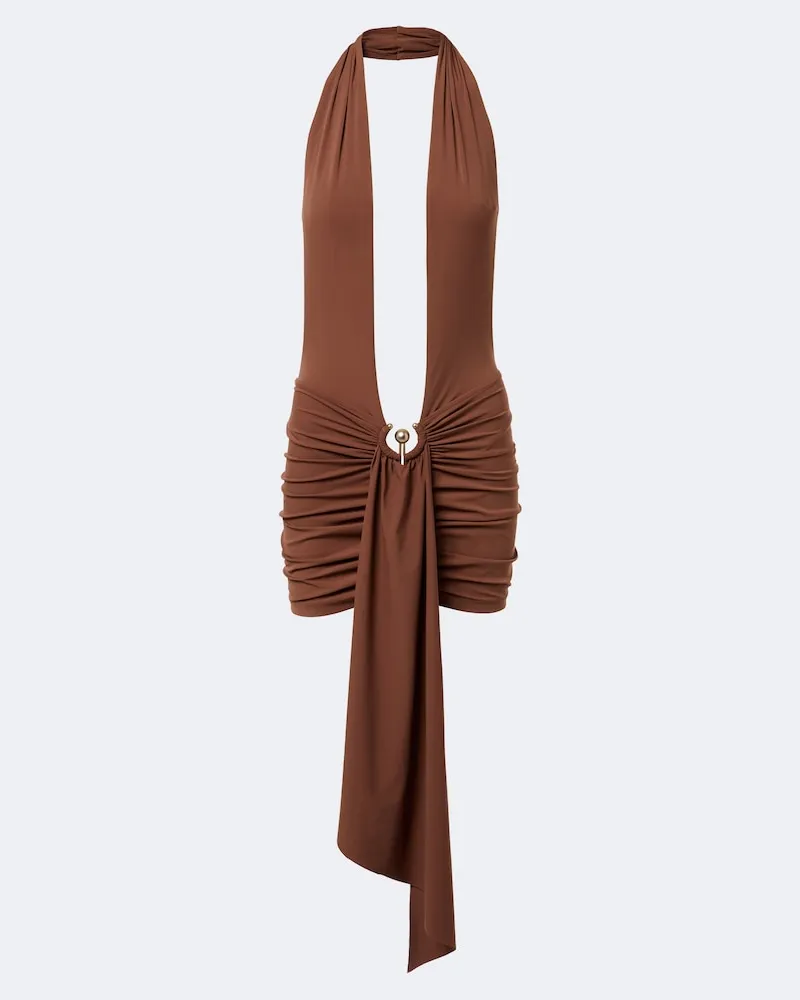 Christopher Esber Minikleid Pierced Orbit aus Jersey Braun