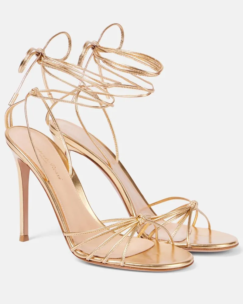 Gianvito Rossi Sandalen 105 aus Metallic-Leder Gold