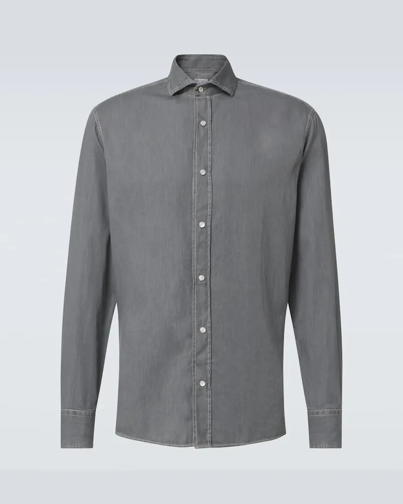 Brunello Cucinelli Hemd aus Baumwolle Grau