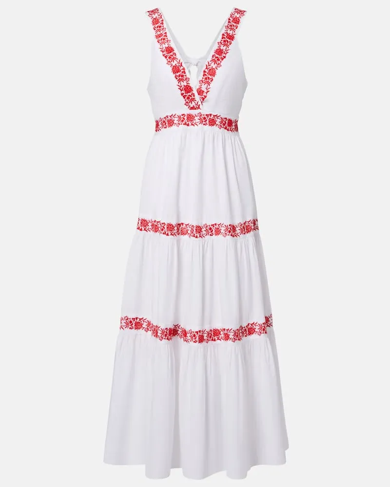 Heidi Klein Besticktes Maxikleid Petalia aus Baumwolle Weiß