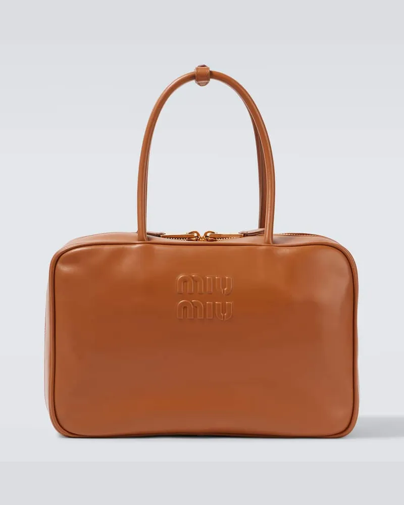 Miu Miu Tote Bag Beau Large aus Leder Braun