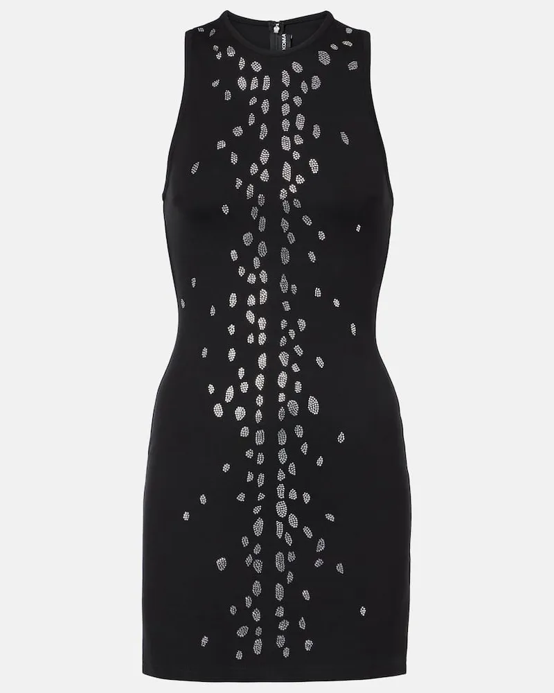 David Koma Verziertes Minikleid aus Jersey Schwarz