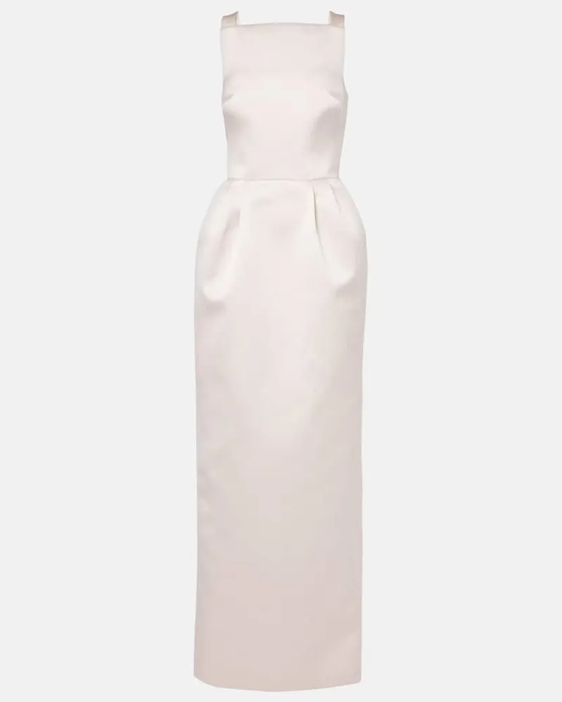 Safiyaa Verzierte Robe Trecchi aus Satin Schwarz