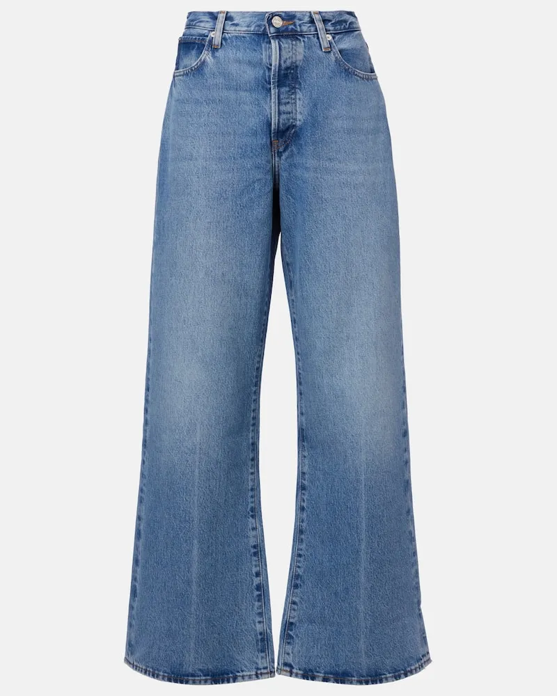 Frame Denim Mid-Rise Wide-Leg Jeans Loose Blau