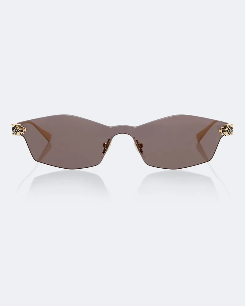 Cartier Eckige Sonnenbrille Panthère De Cartier Gold