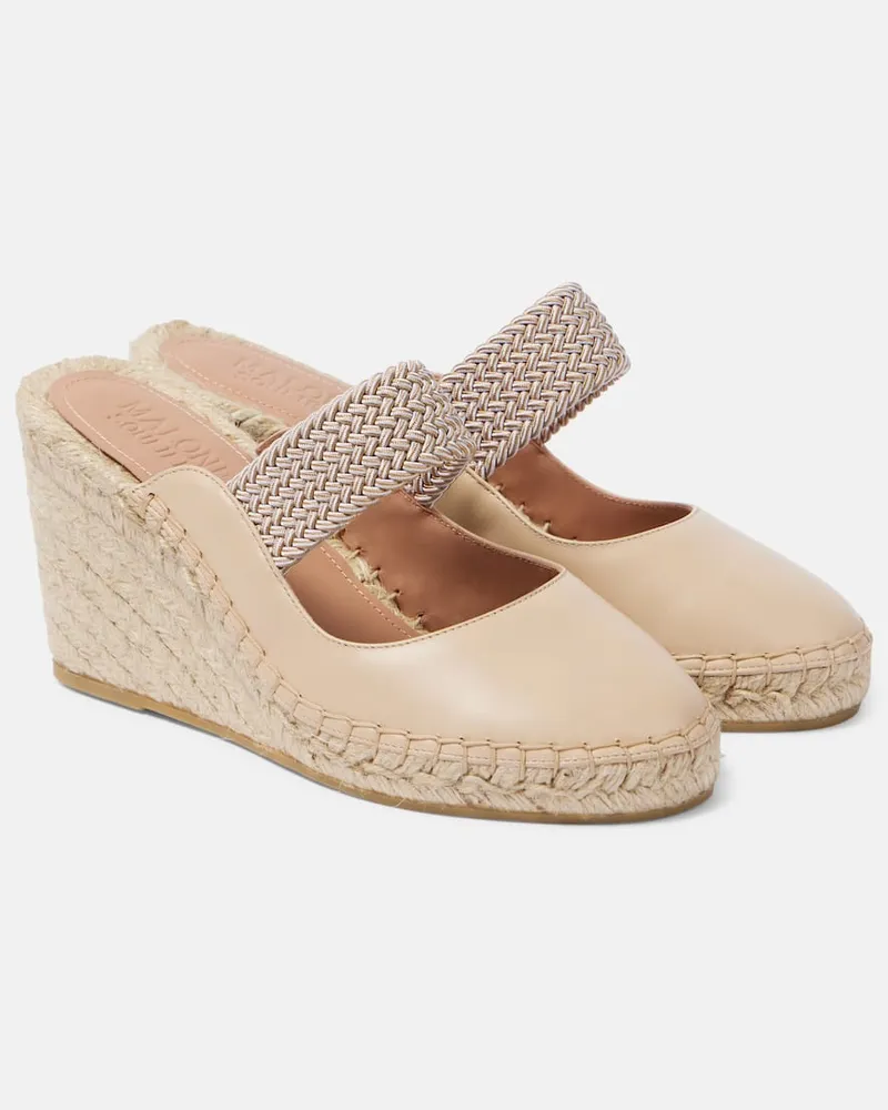 Malone Souliers Espadrille-Wedges Siena 70 aus Leder Beige