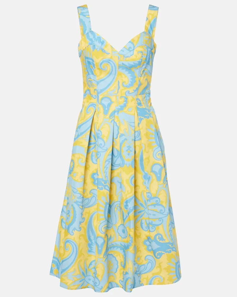 Etro Midikleid aus Baumwolle Gelb