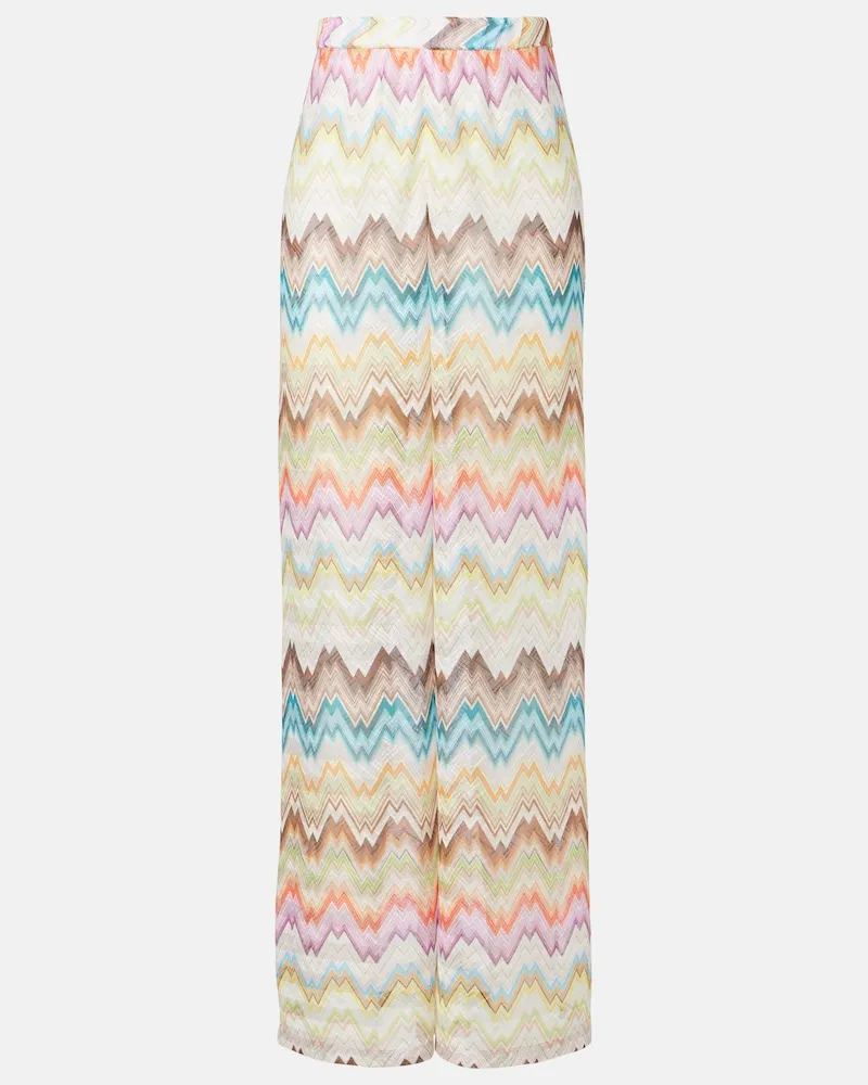 Missoni Gerade Hose Zigzag aus Häkelstrick Multicolor