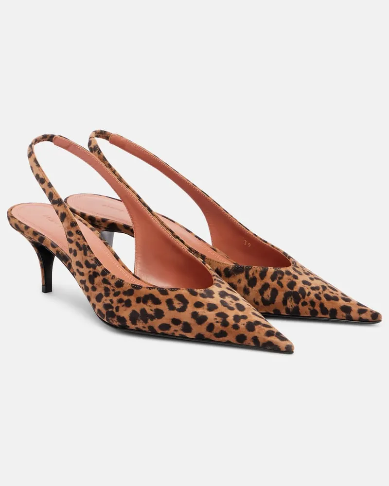 Amina Muaddi Slingback-Pumps Anok 55 aus Veloursleder Multicolor