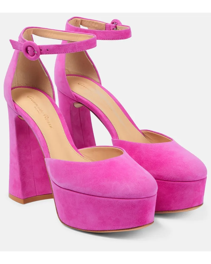 Gianvito Rossi Plateau-Pumps Holly D'Orsay aus Veloursleder Pink