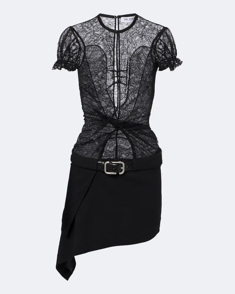 ATTICO Minikleid aus Spitze Schwarz