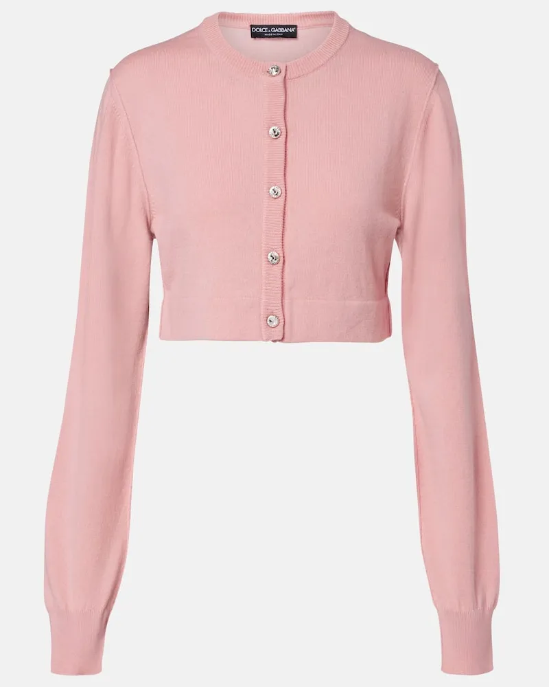 Dolce & Gabbana Verzierter Cardigan aus einem Kaschmirgemisch Rosa
