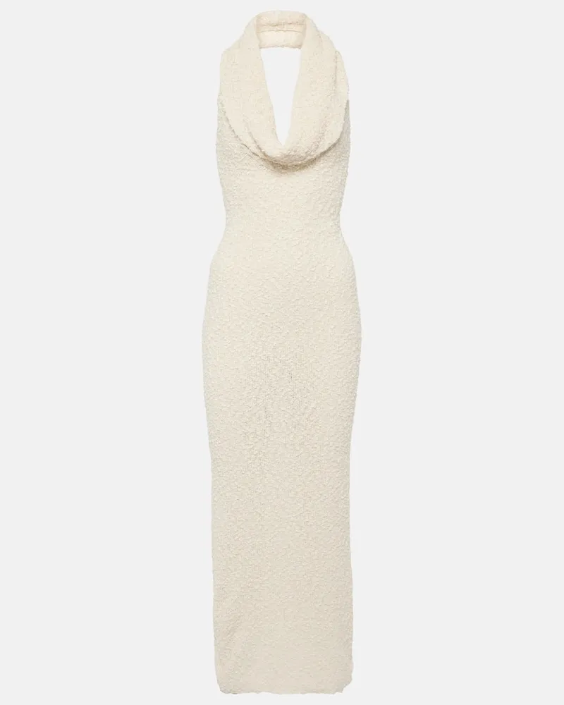 Magda Butrym Midikleid aus Bouclé Weiß