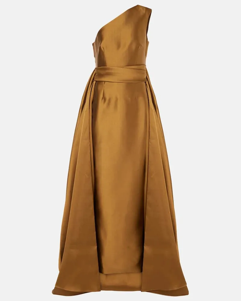 Solace London One-Shoulder-Robe Charo aus Twill Gold